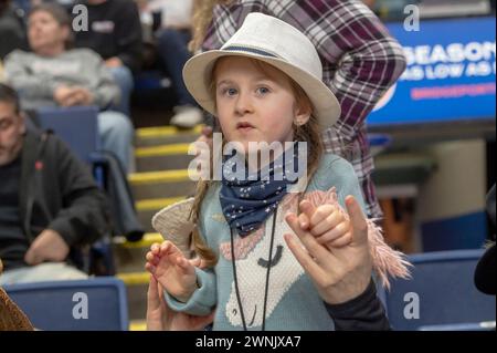 Bridgeport, United States. 02nd Mar, 2024. BRIDGEPORT, CONNECTICUT - MARCH 02: Audience members dance during the Professional Bull Riders (PBR) Pendleton Whisky Velocity Tour event at Total Mortgage Arena on March 2, 2024 in Bridgeport, Connecticut. Credit: Ron Adar/Alamy Live News Stock Photo