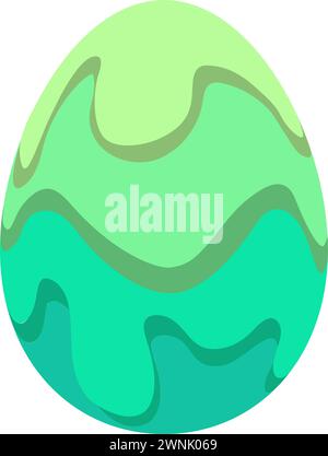 Realistic 3D egg decorated with abstract waves pattern drawing for Easter greeting card Stock Vector