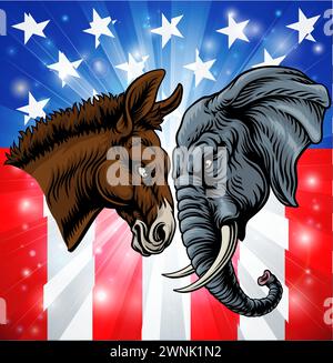 Republican Democrat Elephant Donkey Party Politics Stock Vector