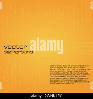 Abstract technological yellow background with elements of the microchip. Circuit board background texture. Vector illustration. Stock Vector