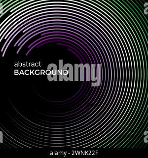 Abstract background with bright colorful lines. Colored circles with place for your text  on a black background. Stock Vector