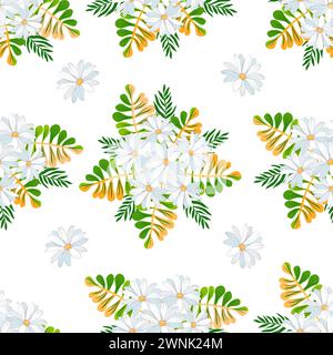 Seamless floral pattern with bouquets of daisies vector illustration Stock Vector