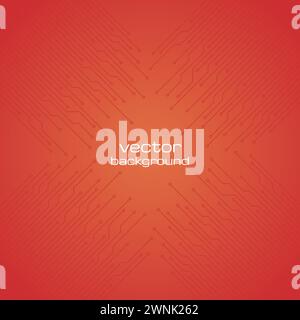 Abstract technological orange background with elements of the microchip. Circuit board background texture. Vector illustration. Stock Vector