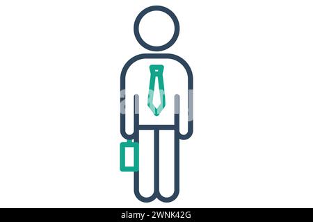 employee icon. employees wear ties and hold bags. representing workforce diversity in various industries. line icon style. element illustration Stock Vector