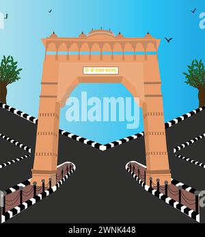 Khatu Shyam Temple Rajasthan Entry Gate Name Toran Dwar Vector Stock Vector