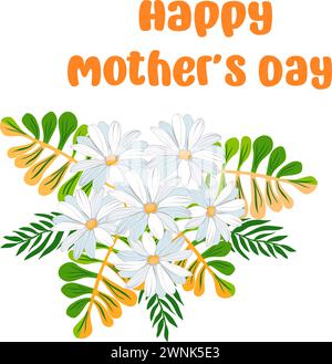 Happy Mother’s Day floral holiday card with a bouquet of flowers vector illustration Stock Vector