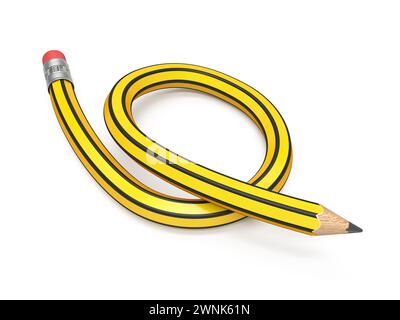 Bent pencil 3D rendering illustration isolated on white background Stock Photo