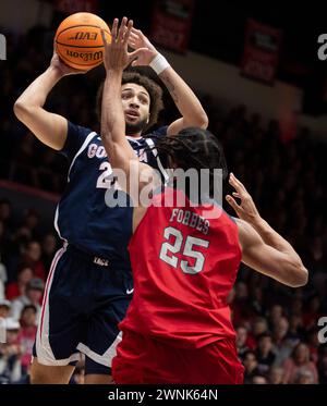 March 02 2024 Moraga, CA U.S.A. Gonzaga forward Anton Watson (22)shoots the ball during the NCAA Men's Basketball game between Gonzaga Bulldogs and the Saint Mary's Gaels. Gonzaga beat Saint Mary's 70-57 at University Credit Union Pavilion Moraga Calif. Thurman James/CSM Stock Photo