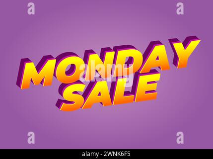 Monday sale. Text effect design in 3D style with eye catching colors Stock Vector