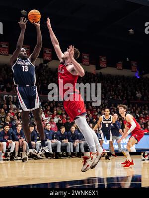 March 02 2024 Moraga, CA U.S.A. Gonzaga forward Graham Ike (13)shoots the ball during the NCAA Men's Basketball game between Gonzaga Bulldogs and the Saint Mary's Gaels. Gonzaga beat Saint Mary's 70-57 at University Credit Union Pavilion Moraga Calif. Thurman James/CSM Stock Photo