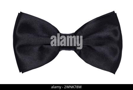 Top view close up of black bow tie, isolated on white background. Stock Photo
