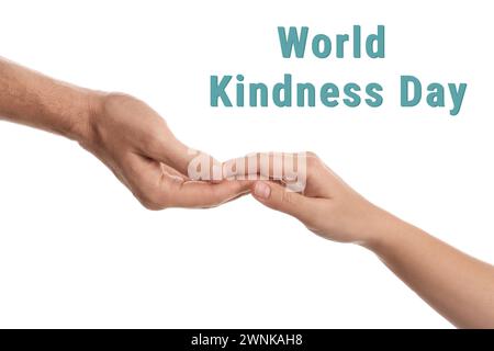 World Kindness Day concept. People holding hands on white background, closeup Stock Photo