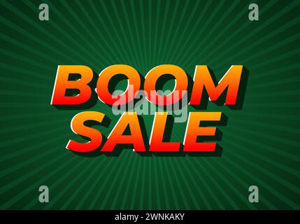 Boom sale. Text effect design in eye catching color with 3D look effect Stock Vector