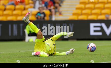 Brisbane, Australia, 3rd March 2024. Jake William Brimmer (22 Melbourne) makes a save during the Isuzu Ute A League match between Brisbane Roar and Melbourne Victory FC at the Suncorp Stadium. Credit: Matthew Starling / Alamy Live News Stock Photo