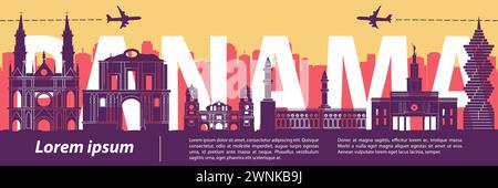 Panama famous landmarks by silhouette style,vector illustration Stock Vector