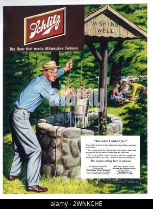 1951 Schlitz beer print ad. Stock Photo
