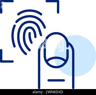 Fingerprint recognition scanner. Pixel perfect, editable stroke icon Stock Vector