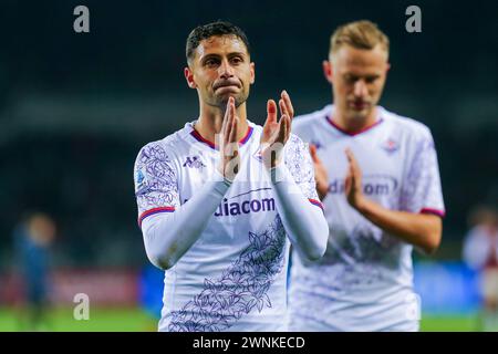 Rolando Mandragora of ACF Fiorentina during the Serie A match between Torino FC and ACF Fiorentina on March 02, 2024 at Olympic Grande Torino Stadium Stock Photo