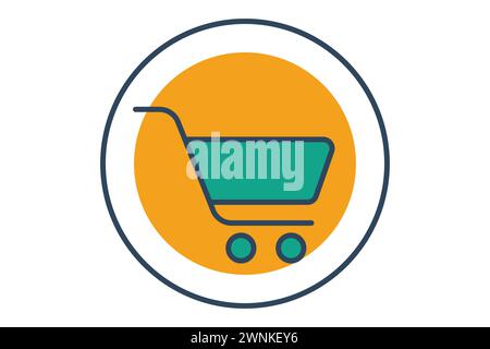 shopping cart icon. suitable for websites and online shopping interfaces. flat line icon style. element illustration Stock Vector
