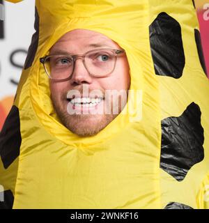 London, UK. Rob Beckett photographed attending the BRITS Awards at the O2 Arena on 2 March 2024 . Picture by Julie Edwards/Alamy Live News Stock Photo