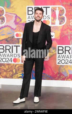 London, UK. Joel Dommett photographed attending the BRITS Awards at the O2 Arena on 2 March 2024 . Picture by Julie Edwards/Alamy Live News Stock Photo