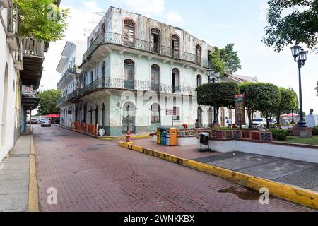 beautiful building facades in the historic old town, Panama City, Panama Stock Photo