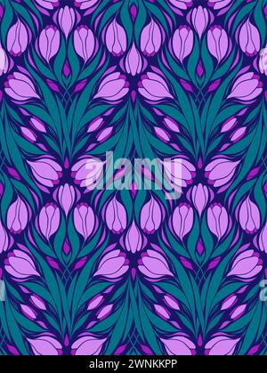 Vector seamless pattern with geometric crocuses. Surface design with ...