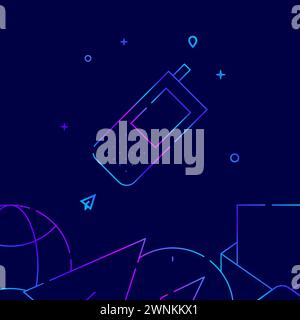 Walkie-talkie, push-button telephone gradient line vector icon, simple illustration on a dark blue background, logistics related bottom border. Stock Vector