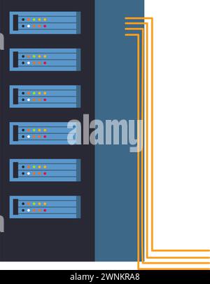 Data servers with slots and storage for files Stock Vector