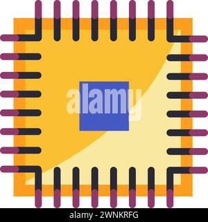 Central data processing unit icon, brain of PC Stock Vector