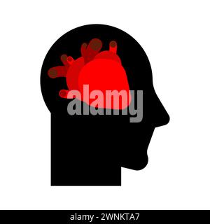 Heart in head icon. Sign of person in love. Thinking with heart symbo Stock Vector