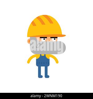 Worker in hard hat cartoon character. Stock Vector