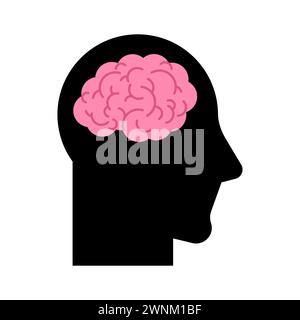 Brain icon in head. Sign of a thinking person. smart guy symbol. wiseacre icon Stock Vector