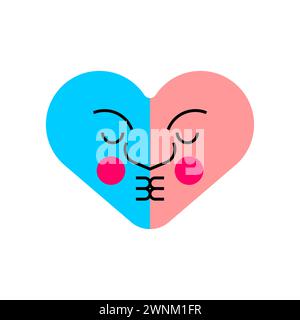 Love two halves kiss. A heart made of two halves is a symbol of love. Stock Vector