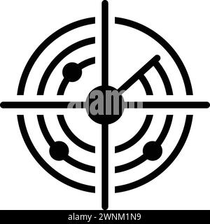 radar detection icon logo sign vector outline in black and white color ...
