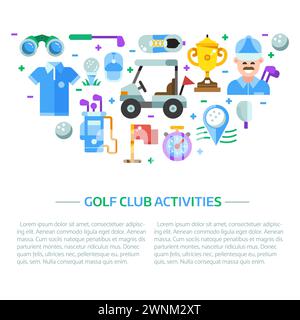 Golf Club Web Banner Template in Flat Stock Vector