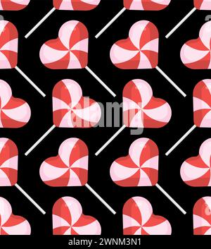 Candy love Pattern seamless. Lollipop heart Background. romantic texture Stock Vector