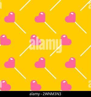 Candy love Pattern seamless. Lollipop heart Background. romantic texture Stock Vector