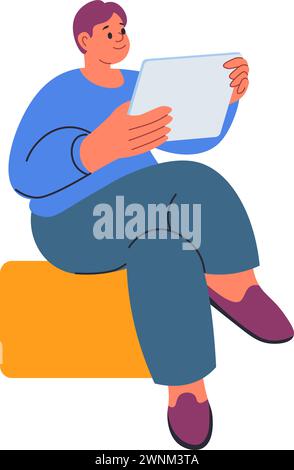 Male working with data processing and databases Stock Vector