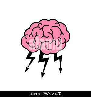 Brainstorm symbol. Brains and lightning icon. Stock Vector