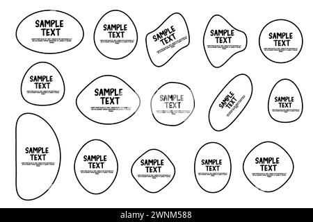 geometric objects round oval linear, title design frame for text, black, for design of postcards, posters, Stock Vector