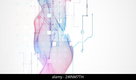 Wireframe Big Data concept. Abstract digital futuristic vector illustration on technology background. Data mining and management concept. Hand drawn a Stock Vector