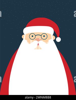 Santa Claus close up portrait. Cartoon style vector character Stock Vector