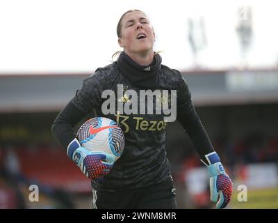 London, UK. 03rd Mar, 2024. London, England, March 03 2024: Goalkeeper Mary Earps (27 Manchester United) prior the Barclays FA Womens Super League game between West Ham United and Manchester United at Chigwell Construction Stadium in London, England. (Jay Patel/SPP) Credit: SPP Sport Press Photo. /Alamy Live News Stock Photo