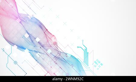 Wireframe Big Data concept. Abstract digital futuristic vector illustration on technology background. Data mining and management concept. Hand drawn a Stock Vector