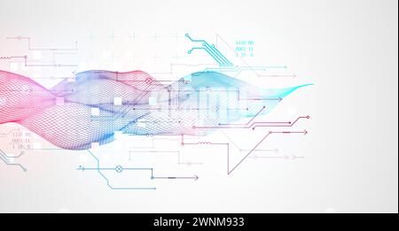 Wireframe Big Data concept. Abstract digital futuristic vector illustration on technology background. Data mining and management concept. Hand drawn a Stock Vector
