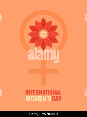 International Women's day greeting card. Woman and Venus symbol with flower inside. Flat vector illustration Stock Vector