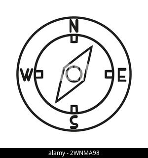 Compass navigation symbol, simple style outline silhouette icon Stock Vector