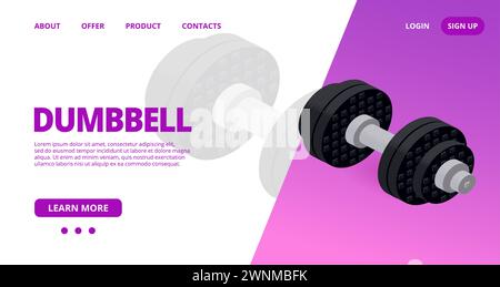 Web template with a dambbell. Vector Stock Vector