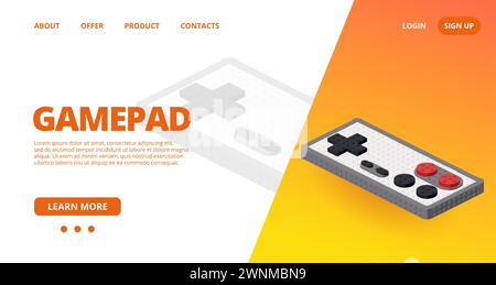 Web template with a gamepad. Vector Stock Vector